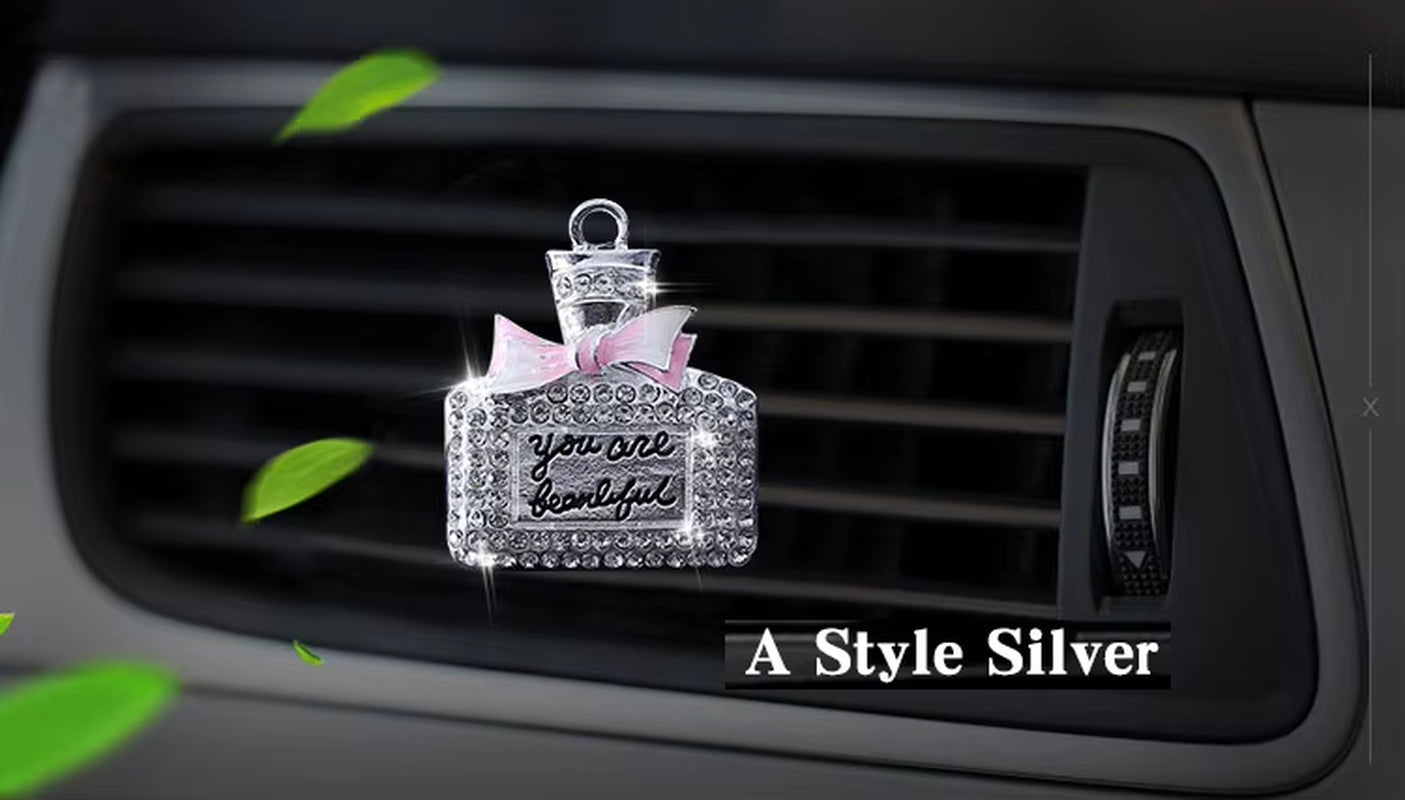 Inlay Water Drill Bowknot Perfume Bottle Car Air Conditioning Outlet Perfume Car Perfume Car Interior Accessories Car Fragrance