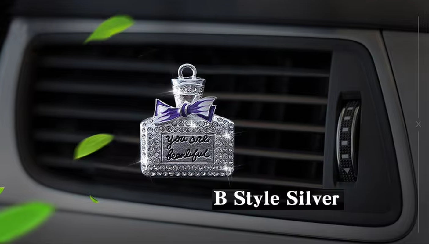 Inlay Water Drill Bowknot Perfume Bottle Car Air Conditioning Outlet Perfume Car Perfume Car Interior Accessories Car Fragrance