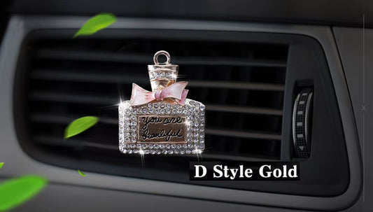 Inlay Water Drill Bowknot Perfume Bottle Car Air Conditioning Outlet Perfume Car Perfume Car Interior Accessories Car Fragrance