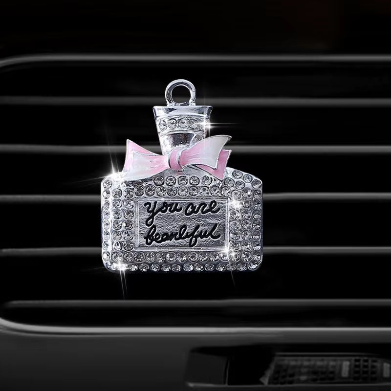 Inlay Water Drill Bowknot Perfume Bottle Car Air Conditioning Outlet Perfume Car Perfume Car Interior Accessories Car Fragrance