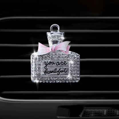 Inlay Water Drill Bowknot Perfume Bottle Car Air Conditioning Outlet Perfume Car Perfume Car Interior Accessories Car Fragrance