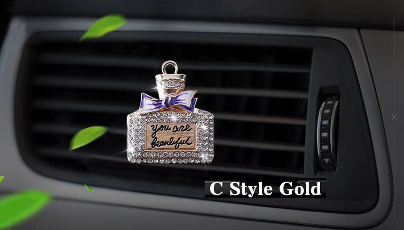 Inlay Water Drill Bowknot Perfume Bottle Car Air Conditioning Outlet Perfume Car Perfume Car Interior Accessories Car Fragrance